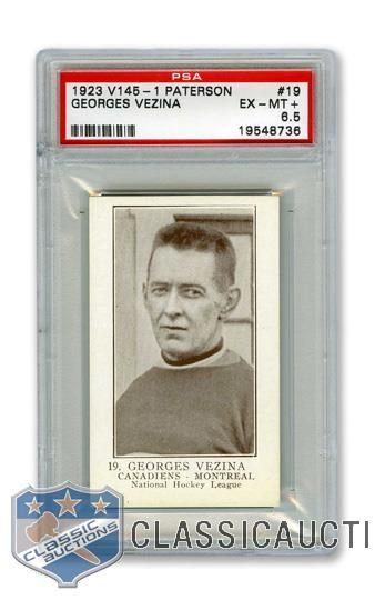 1923-24 William Paterson V145-1 #19 HOFer Georges "Chicoutimi Cucumber" Vezina <br>- Graded PSA 6.5 - Highest Graded!