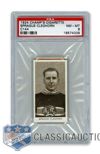 1924-25 Champs Cigarettes C144 HOFer Sprague "Peg" Cleghorn - Graded PSA 8 - Highest Graded!