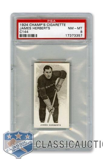 1924-25 Champs Cigarettes C144 James "Sailor" Herbert RC - Graded PSA 8 - Highest Graded!