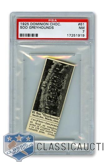 1925 Dominion Chocolate #61 Soo Greyhounds Hockey Team - Graded PSA 7 - Highest Graded!