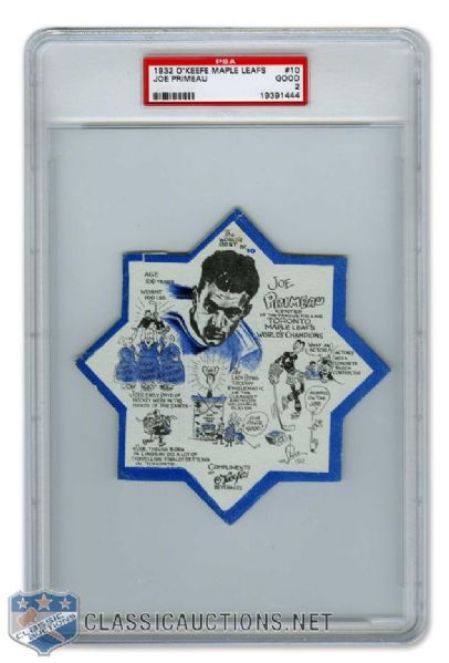 1932-33 OKeefes Coaster #10 HOFer Joseph "Gentleman Joe" Primeau - Graded PSA 2 - Highest Graded!