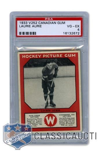 1933-34 Canadian Gum V252 Larry "Little Dempsey" Aurie RC - Graded PSA 4