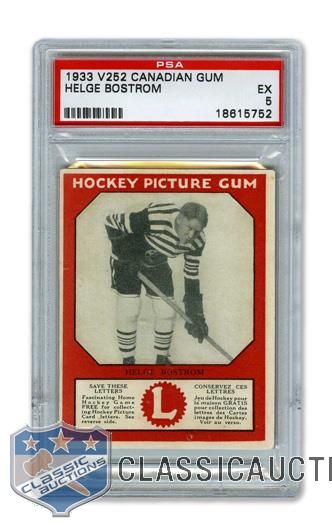 1933-34 Canadian Gum V252 Helge "Arbuckle" Bostrom RC - Graded PSA 5