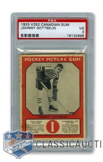 1933-34 Canadian Gum V252 Johannes "Johnny" Gottselig RC - Graded PSA 3