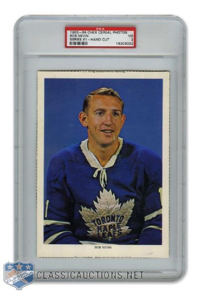 1963-64 Chex Cereal Series 1 Photo - Robert "Bob" Nevin - Graded PSA 3 - Highest Graded!