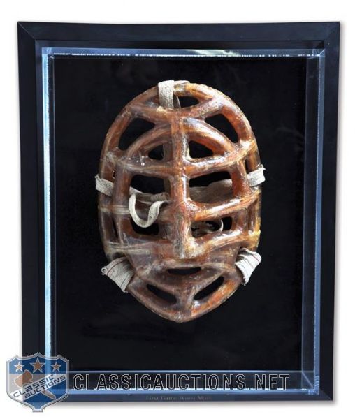 Jacques Plante 1960s Fibrosport Pretzel Mask Framed Display