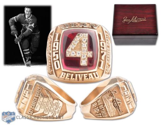 Spectacular Jean Beliveau 10K Gold and Diamond Career Tribute Ring