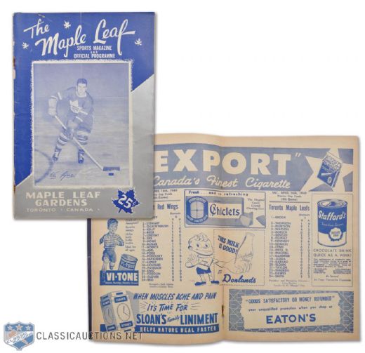Toronto Maple Leafs 1948-49 Stanley Cup Finals Cup-Winning Game Program