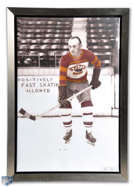Eddie Shore Boston Bruins Framed Art Print Canvas (19" x 27")