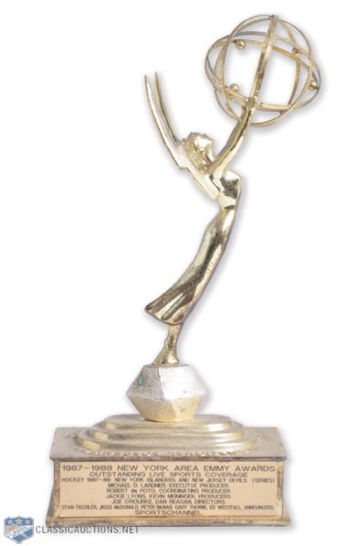 Stan Fischlers 1987-88 Emmy Award for Coverage of 1988 Islanders vs Devils Playoffs Series (11 1/2")
