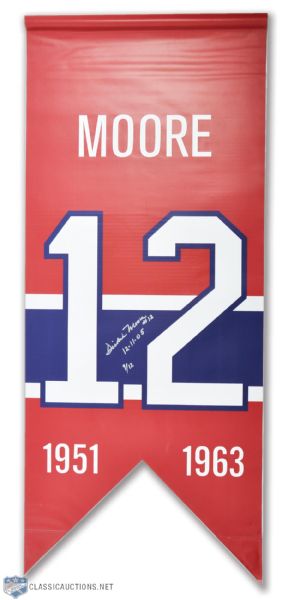 Dickie Moore Signed Montreal Canadiens Jersey Retirement Banner (20" x 48")