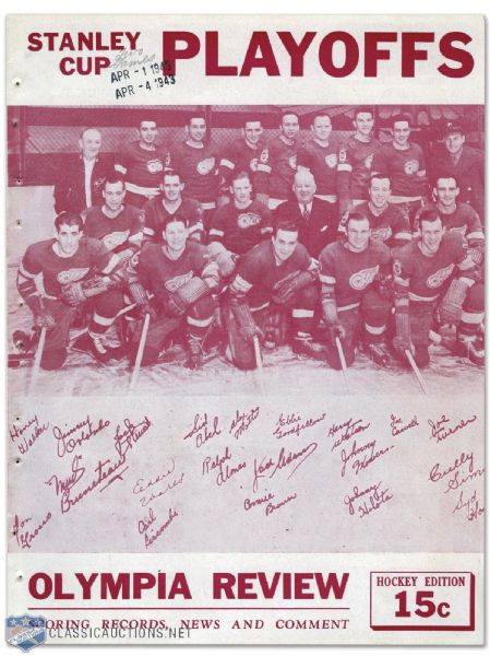 1943 Stanley Cup Finals Program - Detroit Red Wings vs Boston Bruins