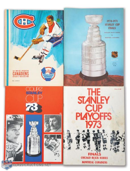 1971 and 1973 Stanley Cup Finals Programs (4)  - Montreal Canadiens vs Chicago Black Hawks
