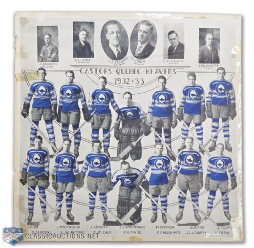 1932-33 Canadian-American Hockey League Quebec Beavers Color Team Picture