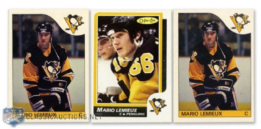 1985-86 O-Pee-Chee #9 HOFer Mario Lemieux RC Cards (2) and 1986-87 Card