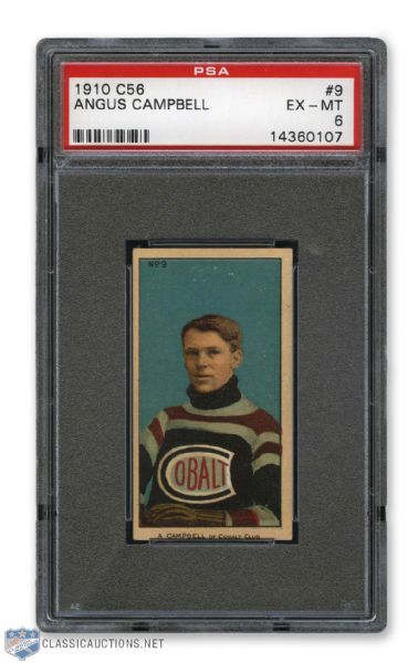 1910-11 Imperial Tobacco C56 #9 HOFer Angus Campbell RC - Graded PSA 6