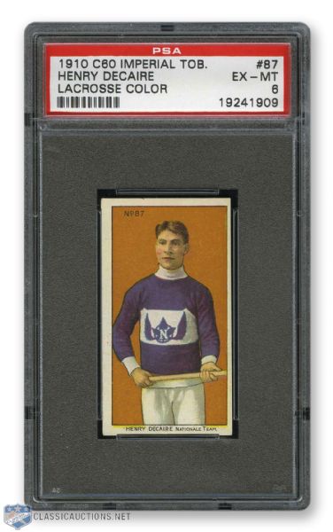 1910-11 Imperial Tobacco C60 #87 Henry Decaire RC - Graded PSA 6 - Highest Graded!