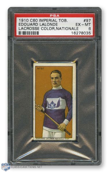 1910-11 Imperial Tobacco C60 #97 HOFer Edouard "Newsy" Lalonde RC - Graded PSA 6 - Highest Graded!