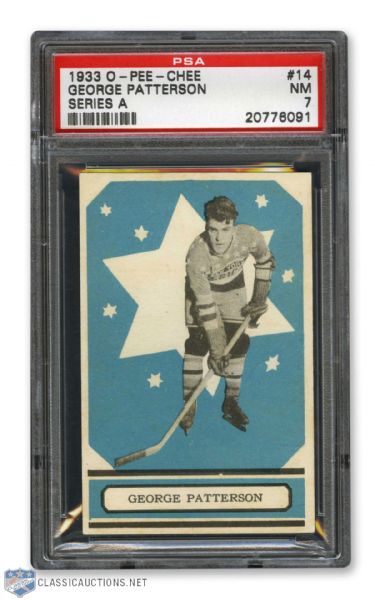 1933-34 O-Pee-Chee V304 #14 George "Paddy" Patterson RC - Graded PSA 7