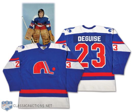 Michel Deguises 1974-75 WHA Quebec Nordiques Game-Worn Jersey - Rare Style!