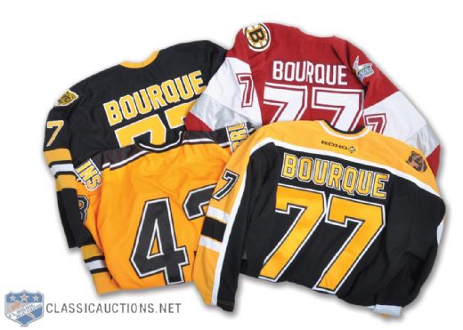 Ray Bourque Pro Replica Jersey Collection of 3 and 1997-98 Boston Bruins Team-Issued Jersey