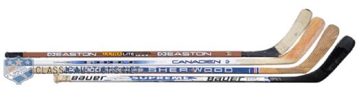 Weights, Stevens and Friesens Game-Used Sticks and Sakics Game-Issued Stick