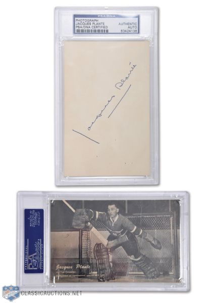 Jacques Plante Signed Montreal Canadiens Postcard - PSA/DNA