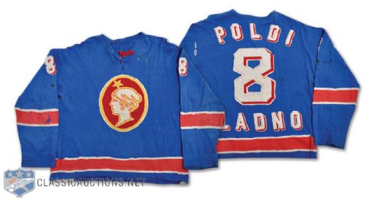 Kladno Poldi HC Late-1970s Czech Elite League Game-Worn Jersey - Team Repairs!