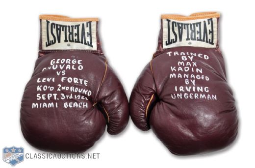 George Chuvalos Fight-Used Gloves from 1968 Levi Forte Fight