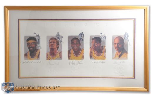 Los Angeles Lakers 1992 "Legends" Signed Limited-Edition Framed Lithograph (27" x 45")