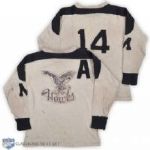 Moncton Hawks MSHL Late-1940s Game-Worn Jersey from the Mosienko Family with LOA 