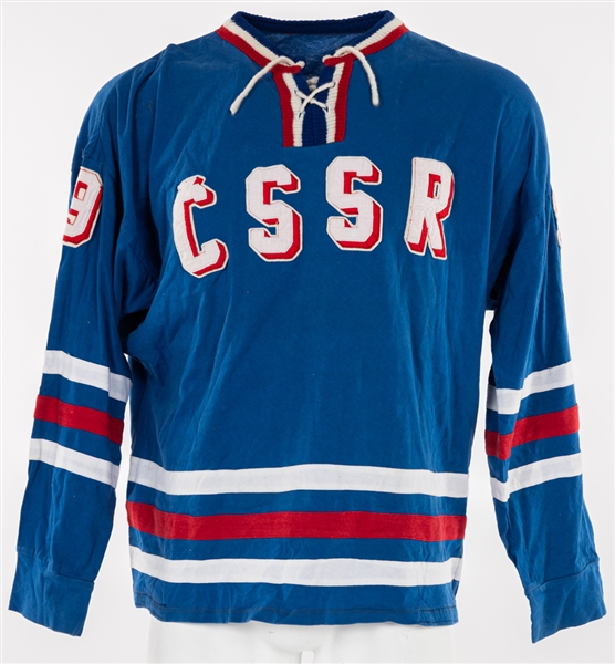 Vintage Early-1970s Team Czechoslovakia "CSSR" Game-Worn Jersey Attributed to Julius Haas at the 1970 IIHF World Championships