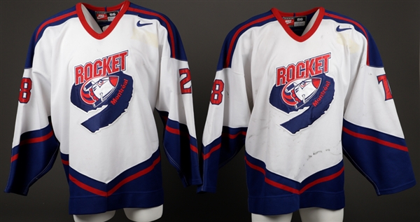 MacAulays and Angers 2001-02 QMJHL Montreal Rocket Game-Worn Jerseys with LOA