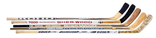 Jimmy Carson’s Detroit Red Wings Sher-Wood, Plus Kuba, Nemchinov, and Johnson NHL Game-Used Sticks