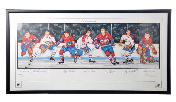 Montreal Canadiens Legends Multi-Signed Forum Photo and Multi-Signed Limited-Edition Lithograph with Rocket Richard
