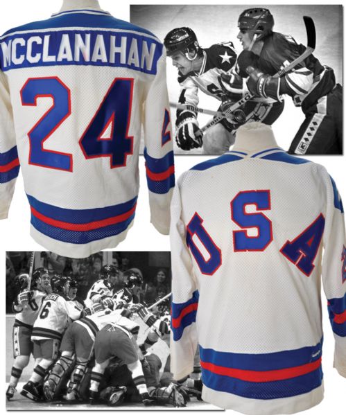 Rob McClanahans 1980 Olympics Game-Worn Team USA Jersey <br>- Worn in "Miracle on Ice" Game! - Video-Matched!