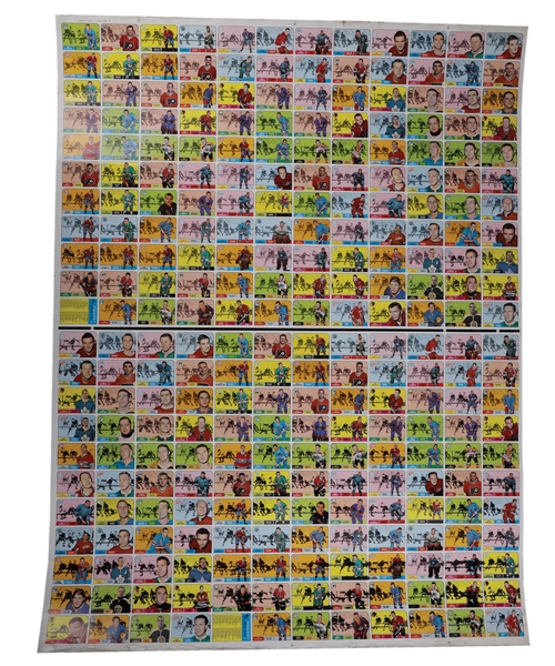 1968-69 Topps Hockey 264-Card Uncut Sheet - Contains 2 Complete Sets!