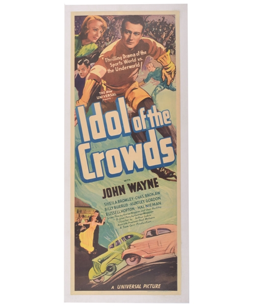 "Idol of the Crowds" 1937 Hockey Movie Poster Featuring John Wayne (16" x 38")