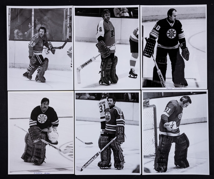 Vintage 1960s to 1990s NHL, WHA and Other Leagues Goaltender Photo Collection of 144