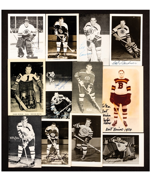 Boston Bruins 1950s to 2003-04 Postcard and Team Card Collection of 600+ Including 45 Signed 