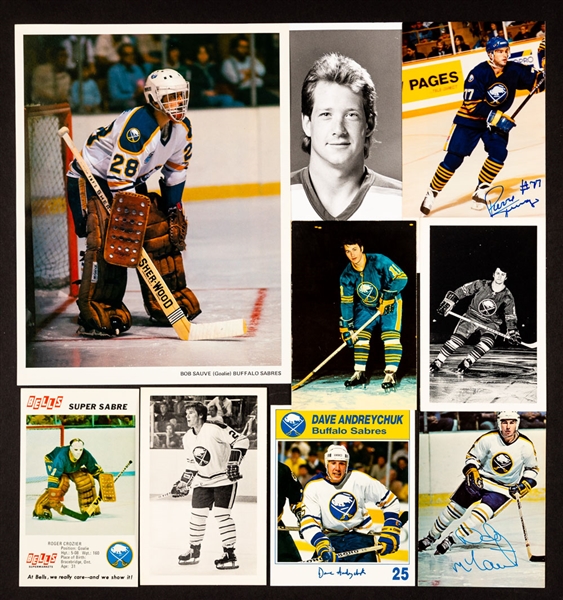 Buffalo Sabres 1970-71 to 2007-08 Postcard and Team Card Collection of 640+ including 78 Signed