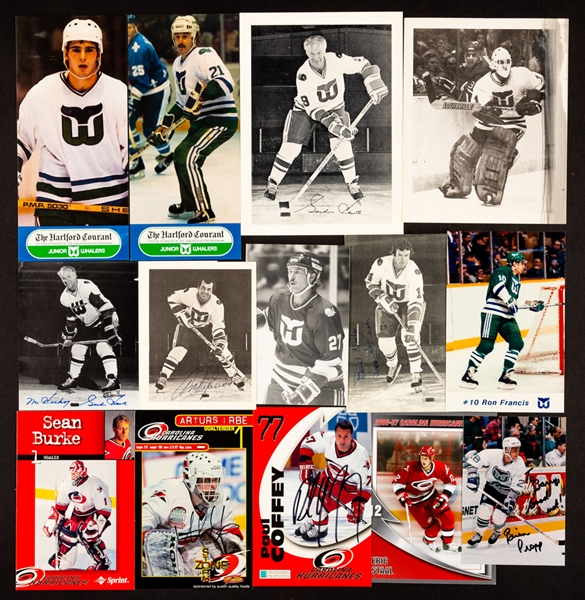 Hartford Whalers/Carolina Hurricanes Early-1980s to Mid-1990s Postcard and Team Card Collection of 525+