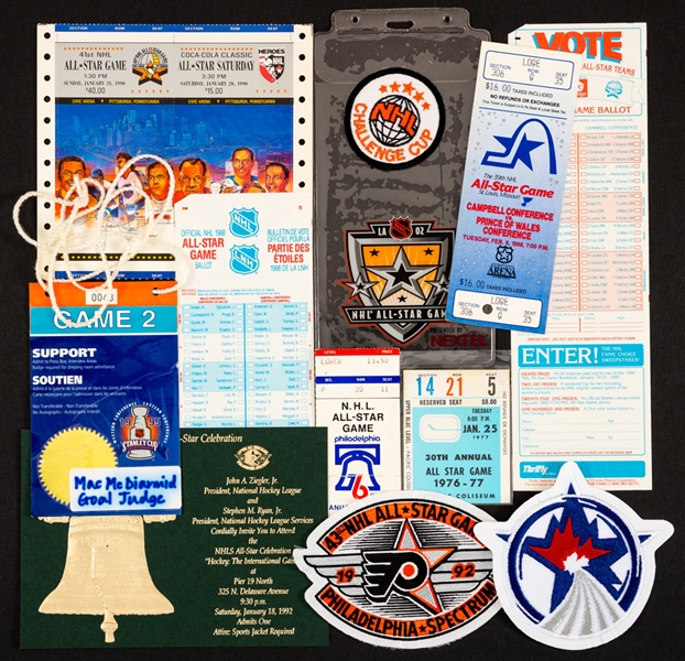 NHL All-Star Game 1986 to 2007 Ticket, Pass and Memorabilia Collection of 250+ 