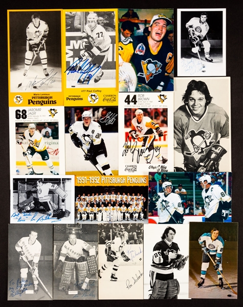 Pittsburgh Penguins Late-1960s to 1999-2000 Postcard and Team Card Collection of 525+ including 82 Signed 