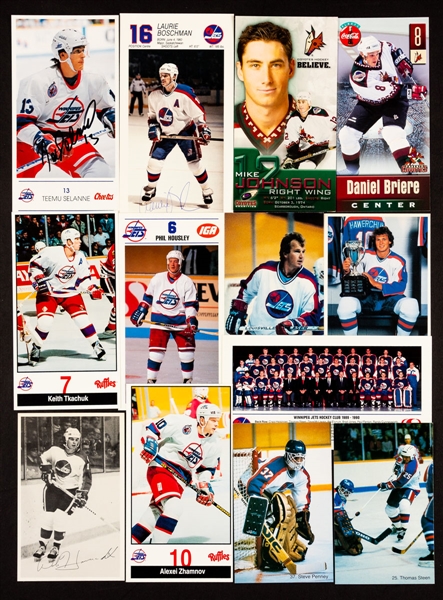 Winnipeg Jets/Phoenix Coyotes 1979-80 to 2003-04 Postcard and Team Card Collection of 775+
