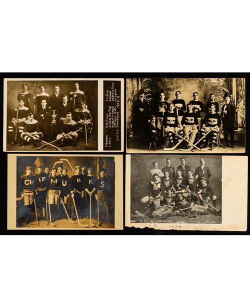 Vintage 1900s to 1930s Hockey Team Postcard Collection of 39 