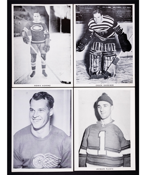 Blueline Magazine 1950s Premium Hockey Picture Collection of 30 including Morenz, Gardiner, Plante and Howe 