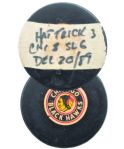 Brett Hulls 1988-89 St. Louis Blues "3rd NHL Hat Trick" Goal Puck