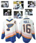 Brett Hulls 1996-97 St. Louis Blues "500th Goal" Game-Worn Alternate Captains Jersey <br>- Video-Matched!