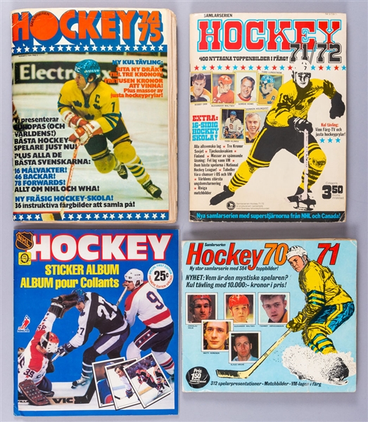 1970s/1980s Swedish, O-Pee-Chee and Panini Sticker Complete Set in Album Collection of 13 Plus Additional Albums and More 